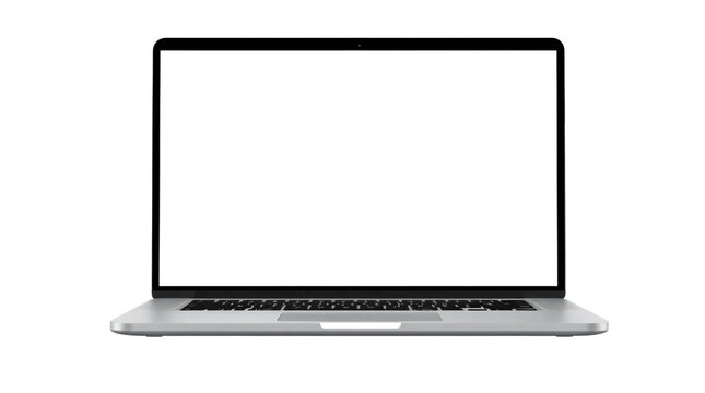 Laptop computer with blank screen isolated on transparent background