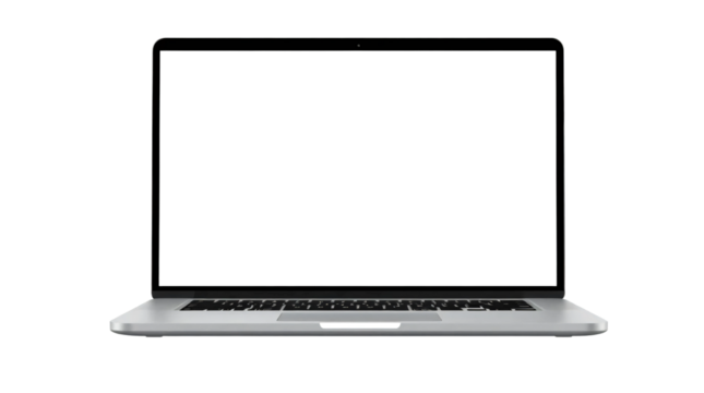 Laptop computer with blank screen isolated on transparent background - Powered by Adobe
