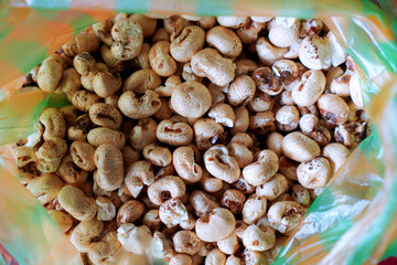 Close Up View Of Light Brown Puffed Rice In A Plastic Bag
