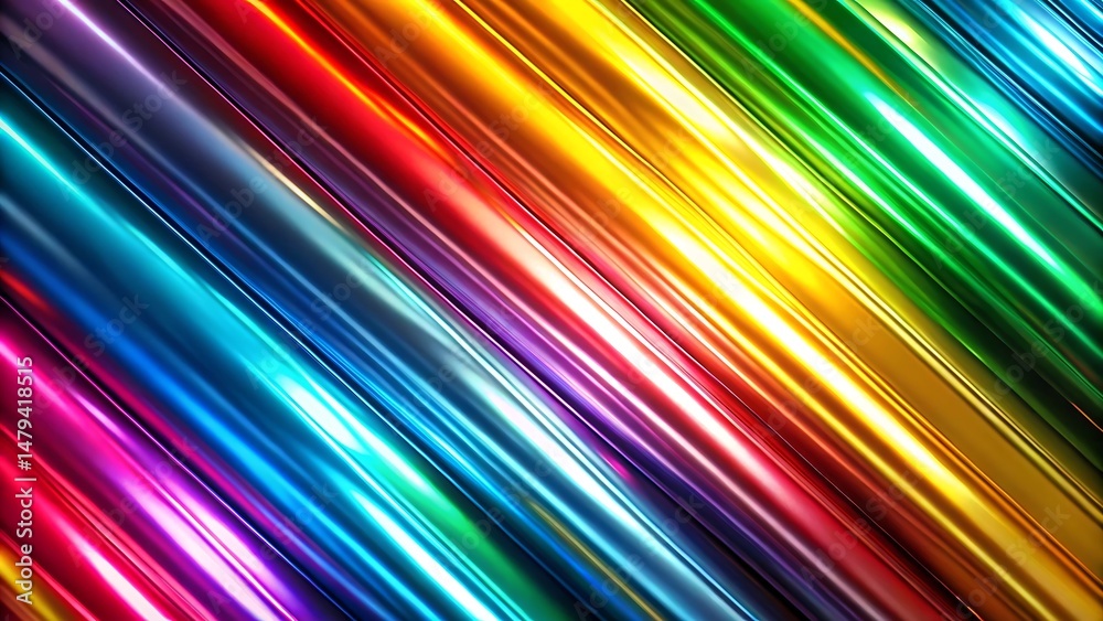 Poster vibrant rainbow colors diagonal light streaks creating a dynamic and abstract background