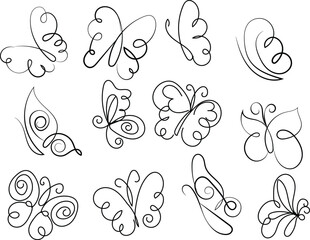vector set of butterflies