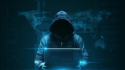 Anonymous hacker laptop computer Internet security. Cyber attack business Hacking System. Hacker Attack Concept. cyber attack, user private data security encryption. Cyber security and data protection - Powered by Adobe