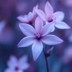 Delicate Pale Purple Flowers Close-Up Macro Photography