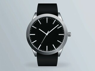 Elegant Black Watch with Minimalist Design and Silver Accents