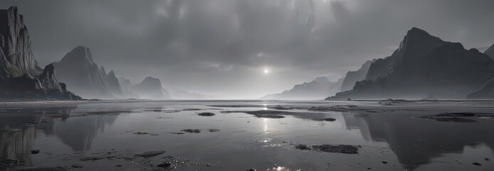 Smooth, indistinct gray tones, lack of sharp detail  Calm, tranquil atmosphere , pale, ethereal