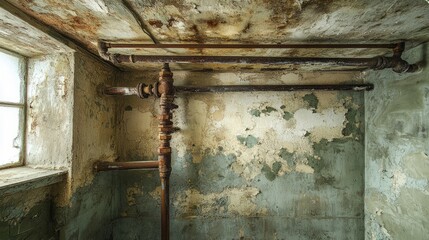 Standard-compliant electrical conduit running parallel but separate from water pipes in a ceiling