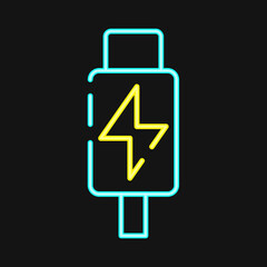 Fototapeta premium Icon thunderbolt. Computer components elements. Icon in neon style.