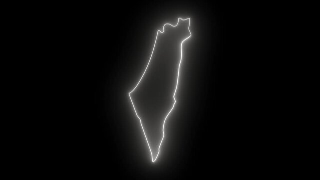 Israel animated map with alpha channel. map of palestine. Detailed map of palestine. Grey silhouette. Palestine map.
