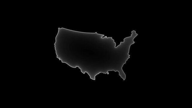 United States with a fill from the flag against the backdrop of moving financial and economic graphs and charts against the backdrop of a world map. United States of America map animation. USA map