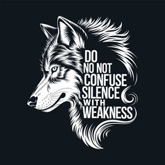 bold wolf head vector illustration with motivational quote for t-shirt