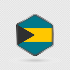 Fototapeta premium Bahamas flag icon in hexagon shape.