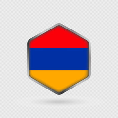Armenia flag icon in hexagon shape.