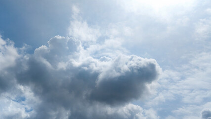 Fototapeta premium Cloudy sky. But between the clouds some rays of sun come out.