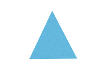 Light blue triangle made from paper cut into a triangle shape on a transparent background.