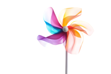 Colorful Windmill Toy Spinning Isolated on White or Transparent Background for Kids Fun