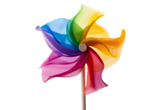 Colorful Pinwheel on White or Transparent Background Creating Joyful and Playful Visual