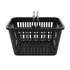 Black Plastic Basket: Storage, Laundry, Organization on transparent background