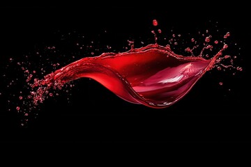 Dynamic red liquid splash on black background studio shot showcasing vibrant color and fluid motion for abstract design