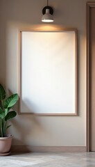 Blank poster on a hall wall, ready for design, space, texture, media