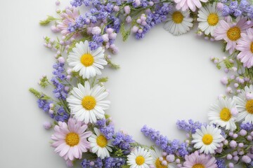 Delicate floral wreath arrangement on a light background.