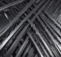 Obraz premium Sleek intersecting metal lines form geometric patterns, smooth metallic surface , industrial, futuristic, simple