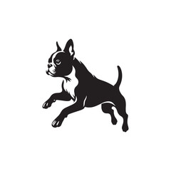 Boston Terrier Dog Silhouette – A charming and energetic canine outline, perfect for digital art, merchandise, T-shirts, dog breed designs, and pet-themed creative projects.
