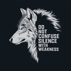 bold wolf head vector illustration with motivational quote for t-shirt