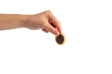 Sweet Bakery Cookies with chocolate and hand on transparent background
