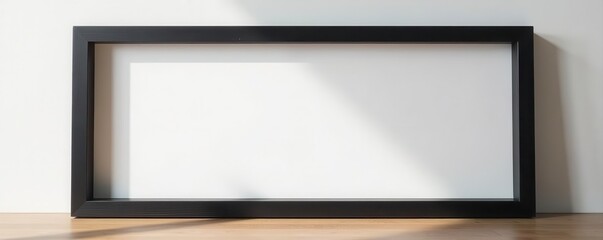 Simple black flat wooden picture frame, narrow border , elegant, closeup, dark wood