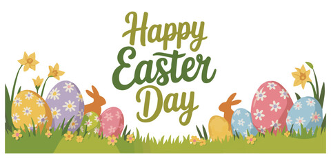 Happy easter card with bunny vactor