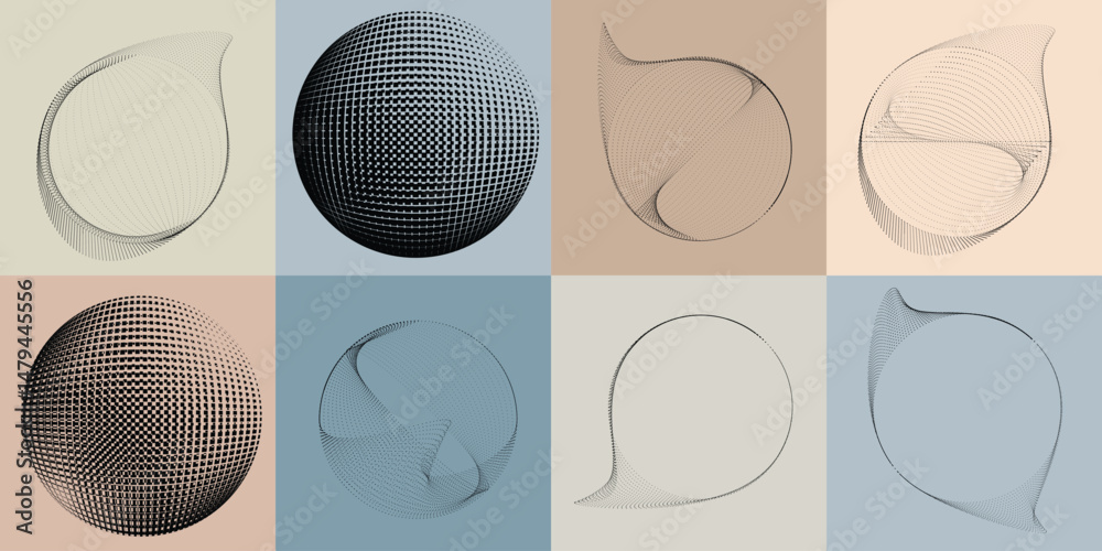 Fototapete halftone dots in circle form .rotate rounded shape vector illustration .rotating circles form a ring