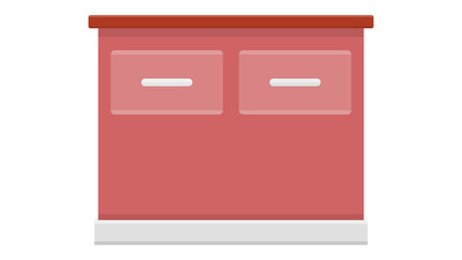 Red Cabinet with Two Drawers