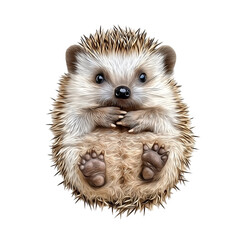 Cute Baby Hedgehog Lying Upside Down on Back Relaxing and Thinking