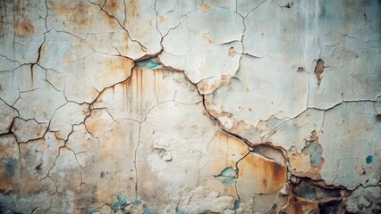 A Heavily Cracked and Weathered Wall Surface Showing Signs of Age and Decay