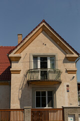 Obraz premium Residential houses in the European style serve as a visual representation of local housing. Czech living, picture for use on real estate websites focused on property sales or rentals in Europe.