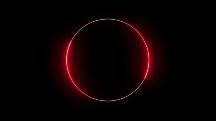 Glowing neon red circle loading animation in retro style on black background. 4k video - Powered by Adobe