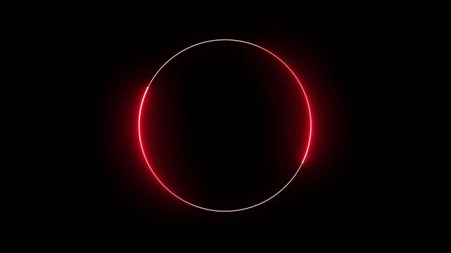 Glowing neon red circle loading animation in retro style on black background. 4k video - Powered by Adobe