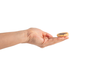 Sweet Bakery Cookies with chocolate and hand on transparent background