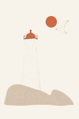 Fototapeta premium Lighthouse illustration with minimalistic design