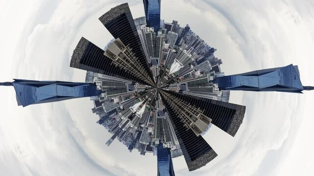  Kuala Lumpur skyline turned into abstract tiny planet 
