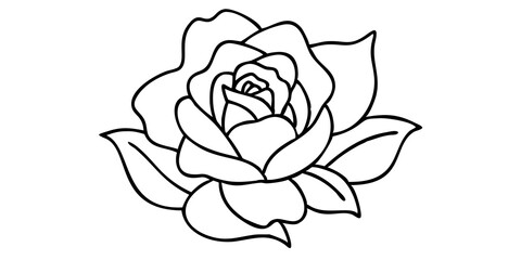 Rose Bloom Illustration, Elegant Flower Art, Vibrant Rose Blossom Design