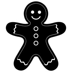 Close up of gingerbread cookie silhouette vector illustration 
