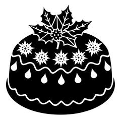 Decorated christmas cake silhouette vector illustration 