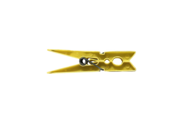 Yellow plastic clothes peg on transparent background