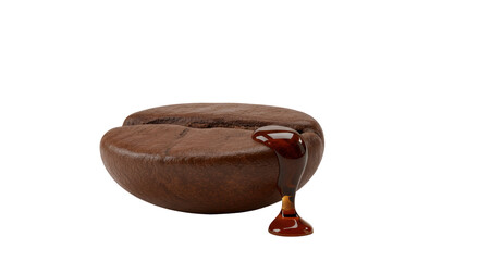 Isolated Coffee Bean with Dripping Coffee Extract
