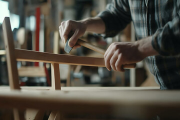 Craftsman Assembling Wooden Furniture
