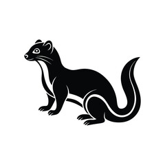 Flat and Minimal Weasel logo vector illustration isolated on white background 