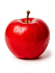 Vibrant Red Apple on White Background Is Perfectly Round and Fresh