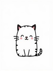 Obraz premium Adorable Cute Kitten Illustration with Cheerful Expression