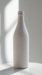 Elegant White Bottle with Unique Texture on Simple Background